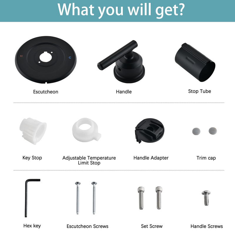 Replacement for Moen Posi-Temp Valve Only Shower Faucet Trim Kit (Valve& Catridge Not Inclued), Volume and Temperature Control Level Handle, Matte Black