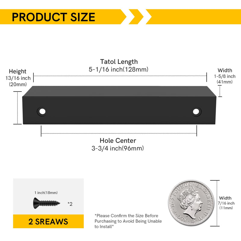 Rergy 10 Pack Black Cabinet Pulls 3-3/4 inch Edge Finger Pull Black Finger Pulls for Cabinets Aluminum Alloy Hardware for Dresser Drawer Handles Hole Centers:3-3/4in(96mm)