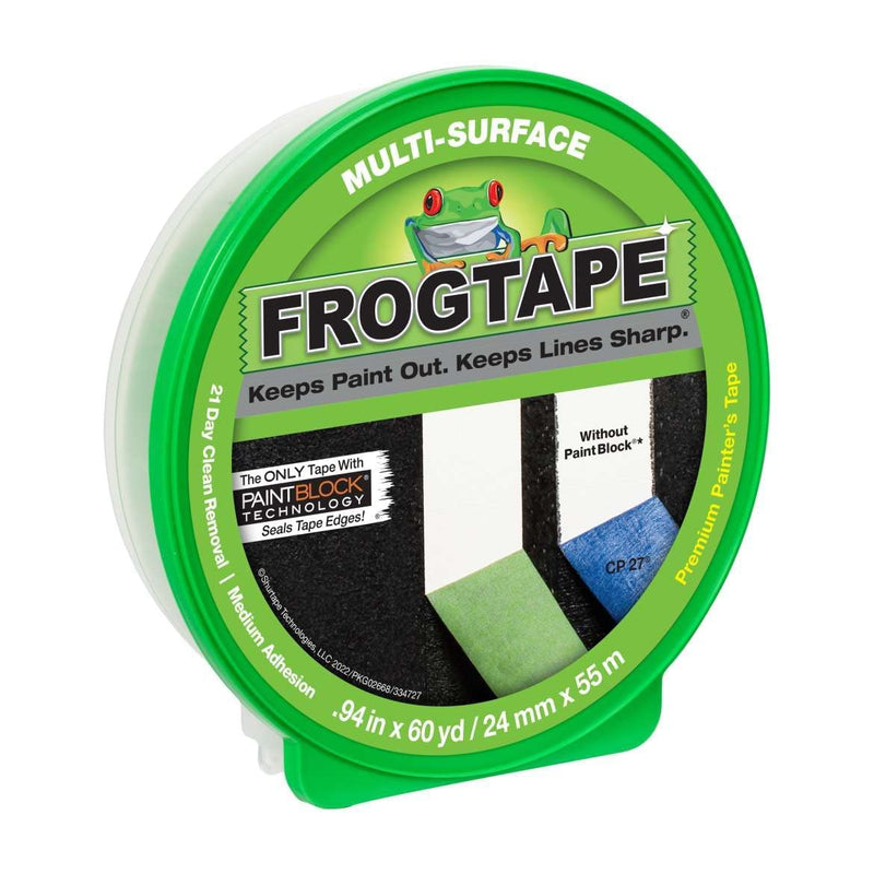 FROGTAPE 1358463 Multi-Surface Painter's Tape with PAINTBLOCK, Medium Adhesion, 0.94" Wide x 60 Yards Long, Green, Original