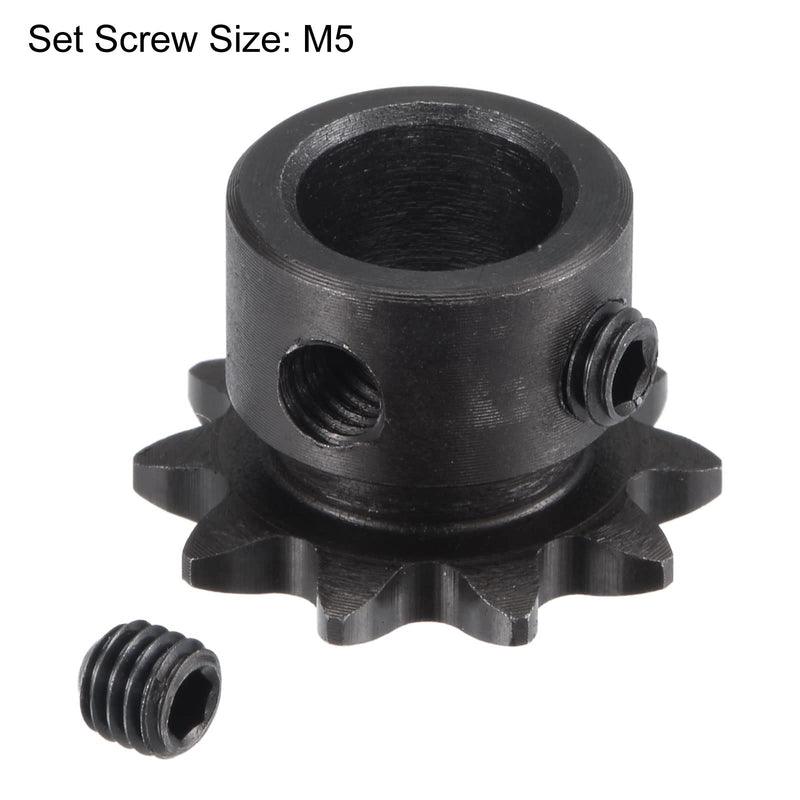 [Australia - AusPower] - uxcell 10 Tooth Roller Sprocket B Type, 25 Chain, Single Strand 1/4" Pitch, 10mm Bore Black Oxide C45 Carbon Steel with Set Screws for ISO 04C 