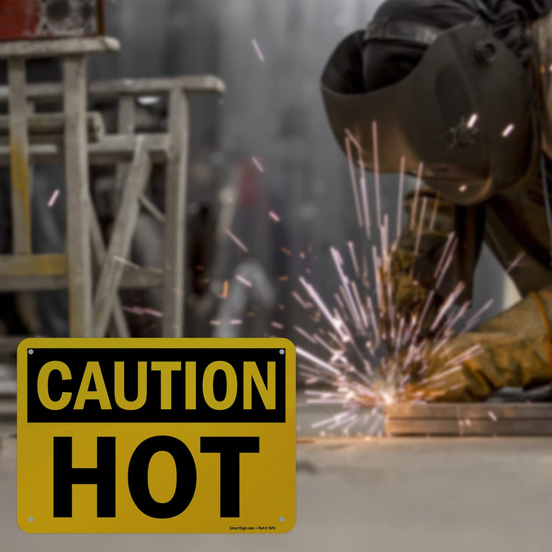 SmartSign - U9-1780-NA_7x10 "Caution - Hot" Sign | 7" x 10" Aluminum Black on Yellow