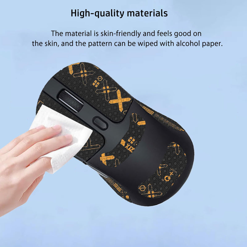 NOUKAJU Mouse Grip Tape Full Coverage for Keychron M3（M3-A1） Wireless Mouse, Mouse Anti Slip Grip Tape,Self-Adhesive PreCut Sweat-Resistant Professional Mice Upgrade Kit(Black&Gold)