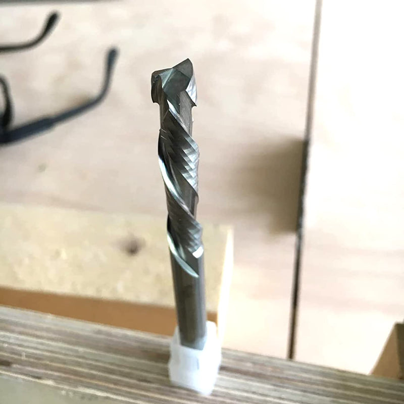 [Australia - AusPower] - Sinoprotools Spiral Groove Cutter 8 mm Shank/Solid Carbide End Mill / 45 mm Cutting Length Spiral Cutter / CNC Milling Cutter for Router / Compression Cutter Double Flute for Wood (2 + 2 Flutes) 8x45x100mm 