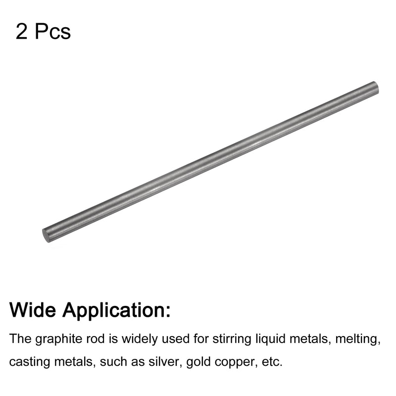 [Australia - AusPower] - PATIKIL Graphite Rod Graphite Stirring Rod Cylinder Stick Carbon Rod 300x6mm Black for Electrode, Melting Casting, Crucibles, Pack of 2 