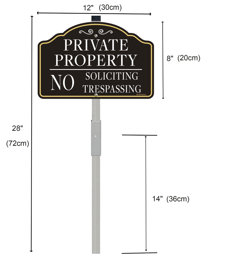 [Australia - AusPower] - 1 Pack Private Property No Trespassing Sign No Soliciting Sign for House and Yard -12" x 8" Rust/Fade-Free Metal Sign with 28 Inches Long Stake Aluminum 1 Pack 