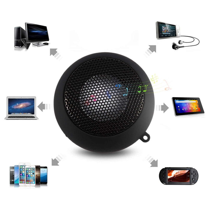[Australia - AusPower] - Mini Speaker, Retractable Speaker with USB Charging Cable, 3.5mm Audio Interface Portable Speaker for MP3, MP4, MP5, Mobile Phones, Computers(Black, 12) black, 12 