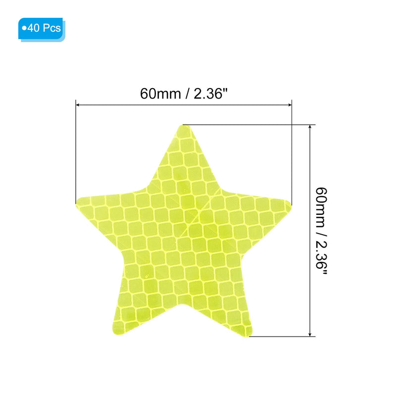 PATIKIL Reflective Stickers, 40 Pack 2.36 x 2.36 Inch Waterproof Adhesive High Visibility Night Caution Warning Star Shape Safety Tape Reflector for Trucks Trailers Cars, Green