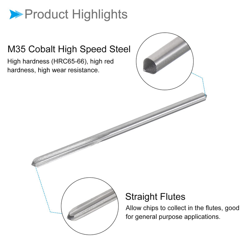 [Australia - AusPower] - CoCud Machine Milling Cutter Reamer 3.1 mm Diameter D4 Accuracy M35 Cobalt High Speed Steel Straight Flute Milling Tool (Application: for Lathe) Pack of 2 