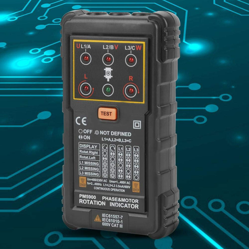 [Australia - AusPower] - Portable Handheld Three Phase Motor Rotation Indicator Tester Motor Rotation Tester for Installing Repairing Maintaining Three Phase System 