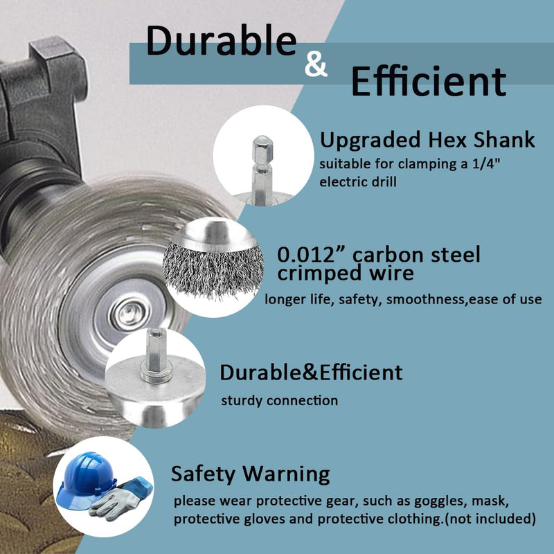 [Australia - AusPower] - Wire Brush for Drill, 3pcs 4 Inch Wire Wheel Brush Cup Set, 0.012 Inch Coarse Carbon Steel Crimped Wire Wheel Brush with 1/4-Inch Hex Shank for Rust Removal, Clean Paint ,Corrosion 3 100mm 