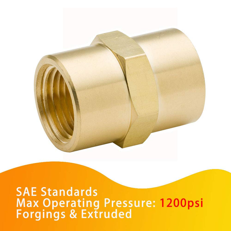 [Australia - AusPower] - Legines Brass 1/8" NPT Female × 1/8" NPT Female Coupling Coupler Hex Head Pipe Fitting 1200psi (Pack of 2) 1/8" x 1/8" NPT Female 