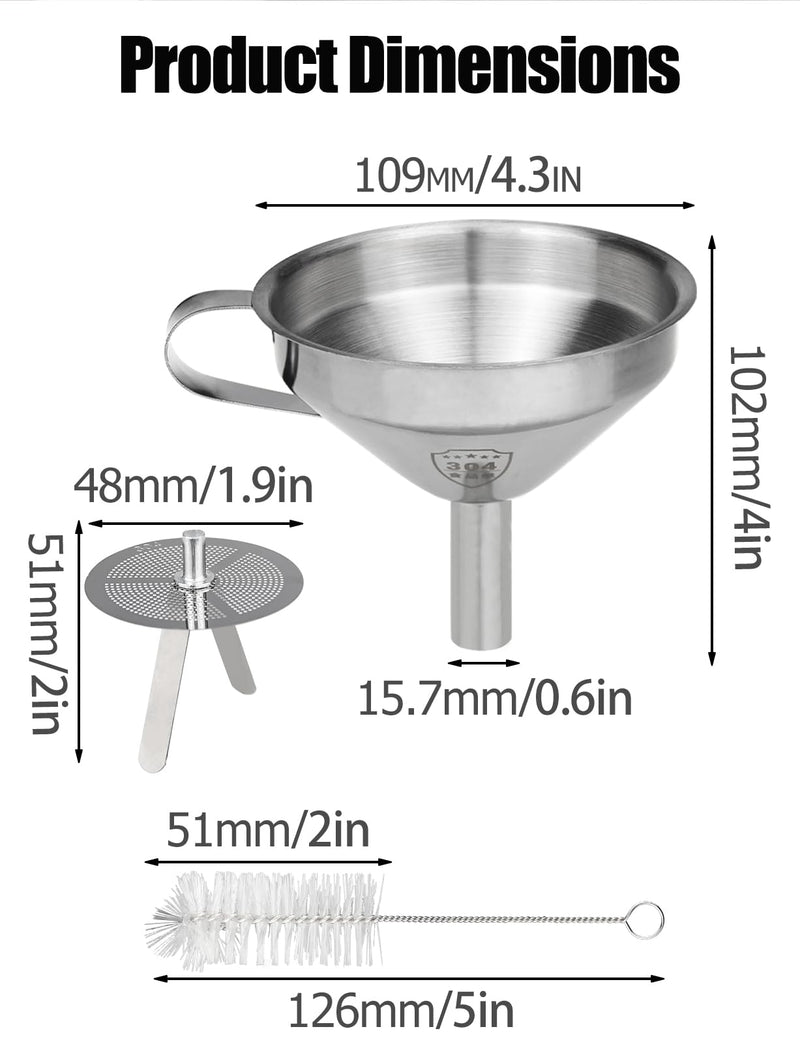 [Australia - AusPower] - Resin Funnel, Resin Filter Funnel with Strainer 3D Printer Stainless Steel Resin Funnel for Filtering and Recycling UV SLA/DLP/LCD Photosensitive Resin, with Cleaning Brush 