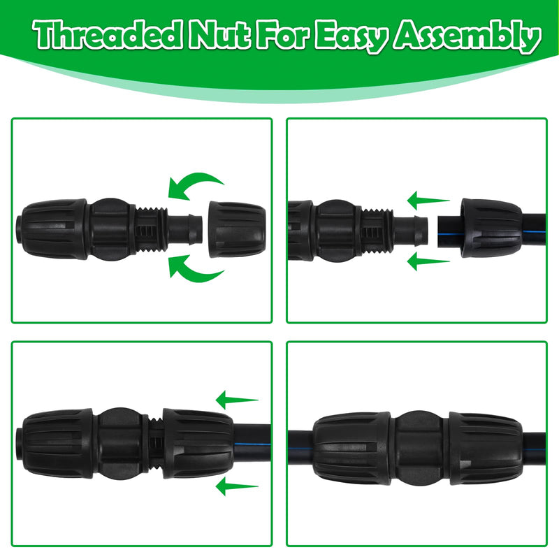[Australia - AusPower] - 10 Pack 1/2 Inch Drip Irrigation Coupling Fittings (1/2" ID x 0.65" OD) - 1/2'' Drip Line Anti-Drop Barbed Lock Nut Coupler Connectors for 1/2 Inch Drip Irrigation Tubing Irrigation System 1/2" Drip Coupling 