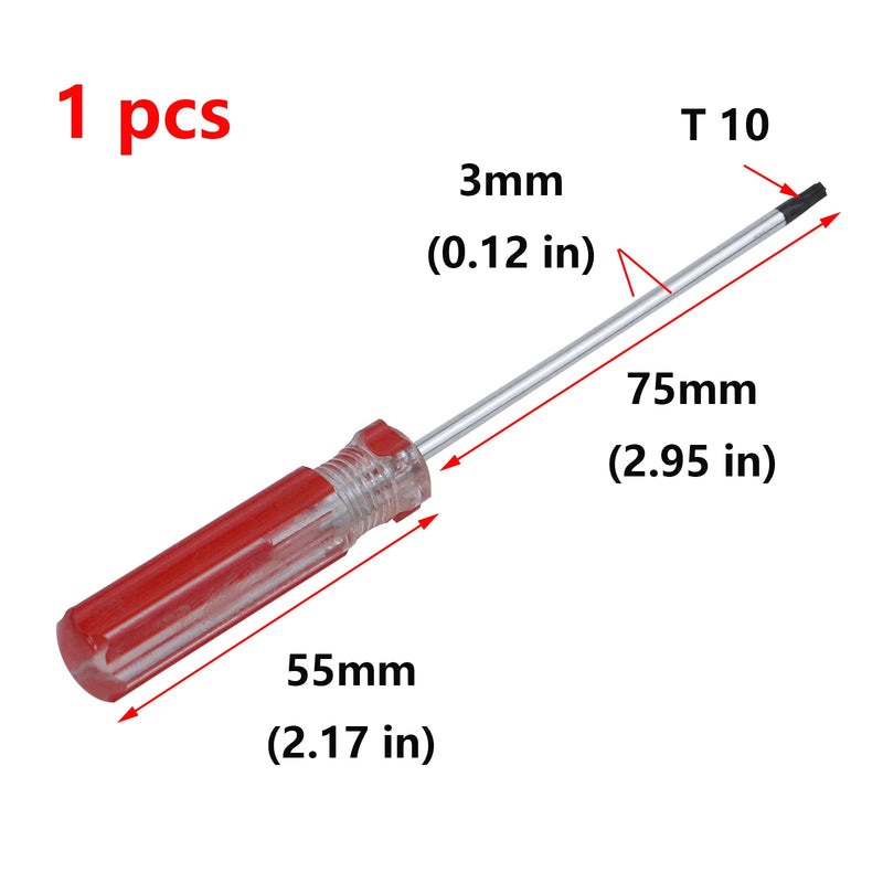 Antrader Perforated Manual T10 3mm Torx Tamper Proof Security Screwdriver T10 x 75mm Red