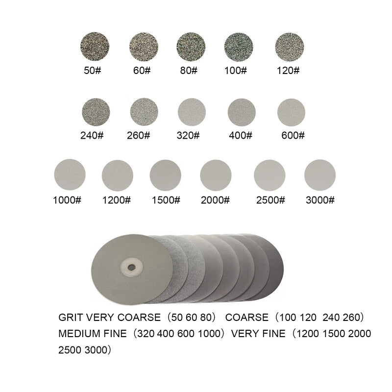 [Australia - AusPower] - DZQ 4PCS Diamond Flat Lap Wheel Disc 6" x 1/2" Arbor Hole Abrasive Grit 80 120 240 320 for Cutting or Sanding Stone and Glass 