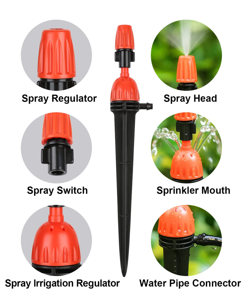 [Australia - AusPower] - 25pcs Drip Irrigation Emitters for 1/4" Irrigation Hose Accessories, Adjustable 360 Degree Water Flow Stake Drippers, Garden Irrigation Drippers for Watering System 25 Pack Adjustable 1/4'' Drip Emitters 