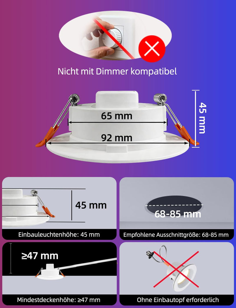 iLC Recessed Ceiling Downlight RGBW 2700 K. Warm White 2700k + Rgb
