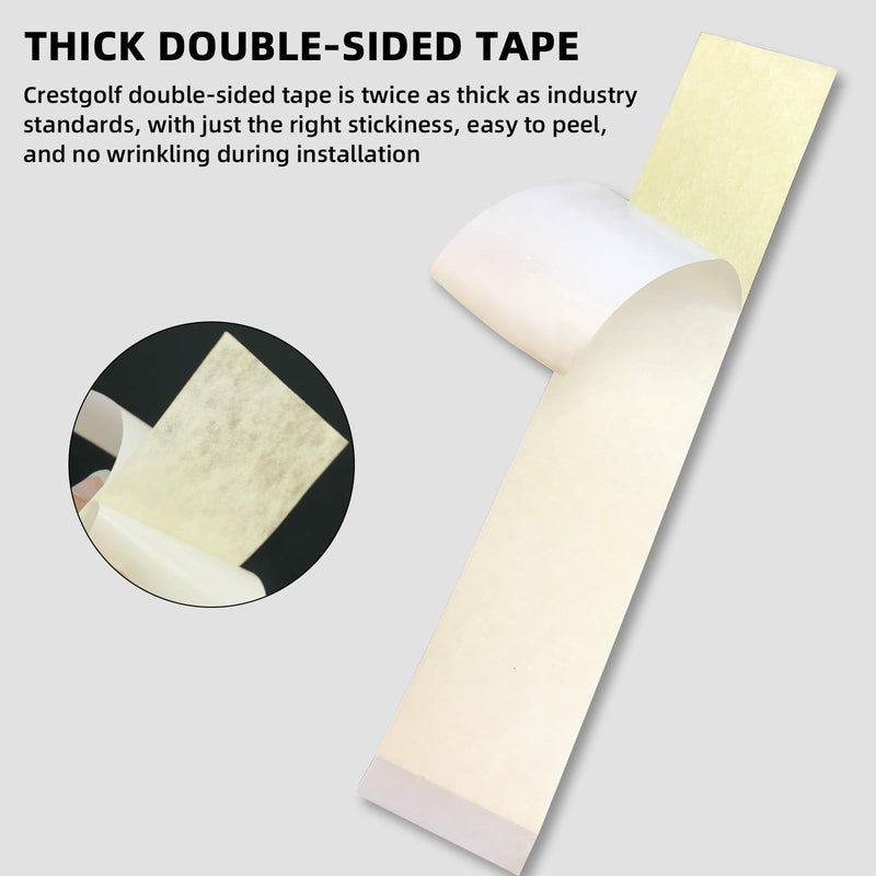 Crestgolf Professional Golf Grip Tape 1.2U Thick Adhesive, 2" x 10" Solvent Activated Double Sided Adhesive Strips for Regripping Golf Clubs 15PCS 2" x 10"（thickened）