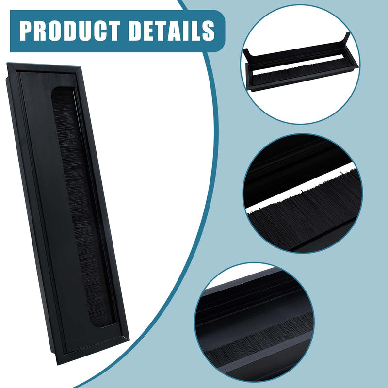 [Australia - AusPower] - 2 Pack Rectangle Hole Cover Square Cable Grommet 160x80mm Wire Cover for Management Computer Desk 160 x 80mm 