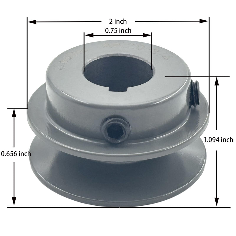 [Australia - AusPower] - AK20-3/4 Single Groove Fixed Bore V Belt Pulley 3/4 inch bore 2 inch Outside Dia V-Belt Sheave Cast Iron for A AX 3L 4L V-Belts 