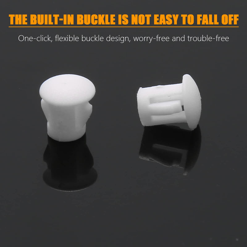 [Australia - AusPower] - 100PCS 5mm/0.19" White Hole Plugs Plastic Flush Type Hole Plugs Snap in Locking Hole Tube, Furniture Fencing Post Pipe Insert End Caps (White) 5mm (0.19") 