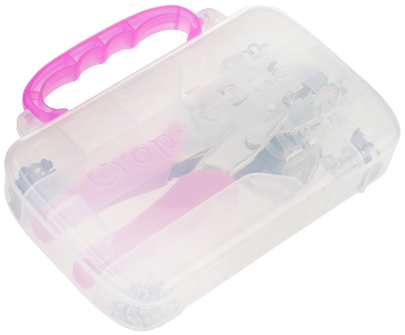 We R Memory Keepers- Crop-A-Dile Eyelet Setter Punch Kit, Pink, Includes 100 Eyelets, Comfort Handle, for 1/8 or 3/16 Inch Holes, Metal, Craft Paper, Leather, Fabric and More Single