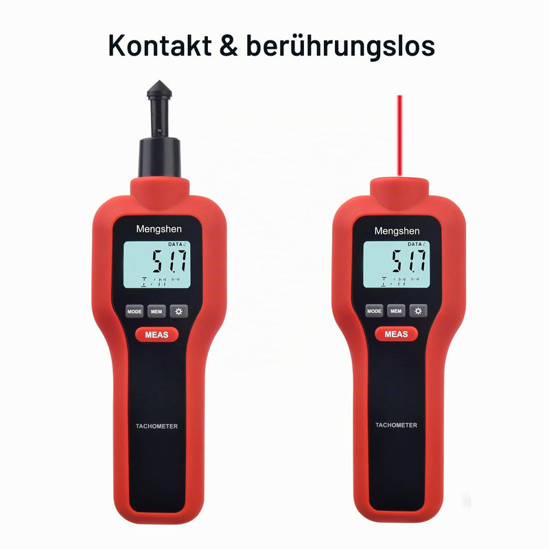 Digital Tachometer, Mengshen 2 in 1 Non-Contact & Contact Speed Meter Rotation Tester - M522 | Non-contact, contact speed measurement