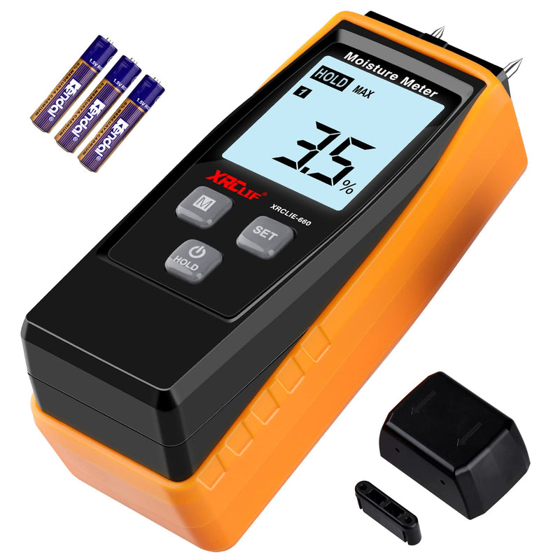 [Australia - AusPower] - Wood Moisture Meter, Firewood Moisture Meter, Moisture Meter for Drywall, Lumber, Logs Concrete, Carpet, Building Material, Hardwood - Wood Moisture Tester (Pin-type) 