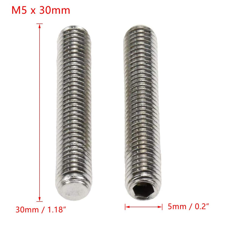 [Australia - AusPower] - 100PCS M5 x 30mm Flat Point Grub Screws Hex Socket Set Screw 5 * 30mm 