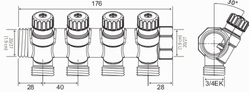 Somatherm 4020-04-20R 1 x Sani Collar, Easy Lock 4 Output 3/4-3/4Ek, with Mini Valves