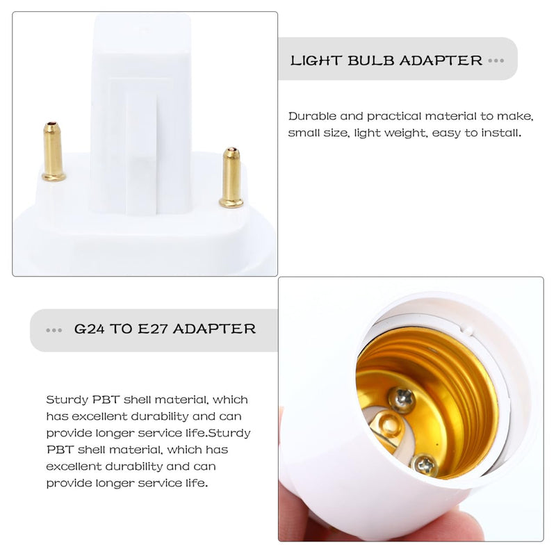 Adapter G24D to E27 2 Pin Lamp Holder Adapter Professional Mount for LED Bulbs, Convertible Base for Diode, Light Spotlight, Filament O