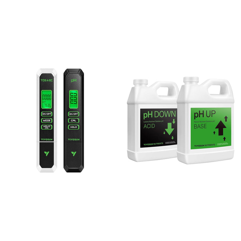 VIVOSUN Digital pH and TDS Meter Kits and pH Up & pH Down Kit, 1 Quart Each, pH Control Kit for Balanced pH Level and Optimal Nutrient Uptake, pH Adjuster Liquid Fertilizer for All Plants and All Grow