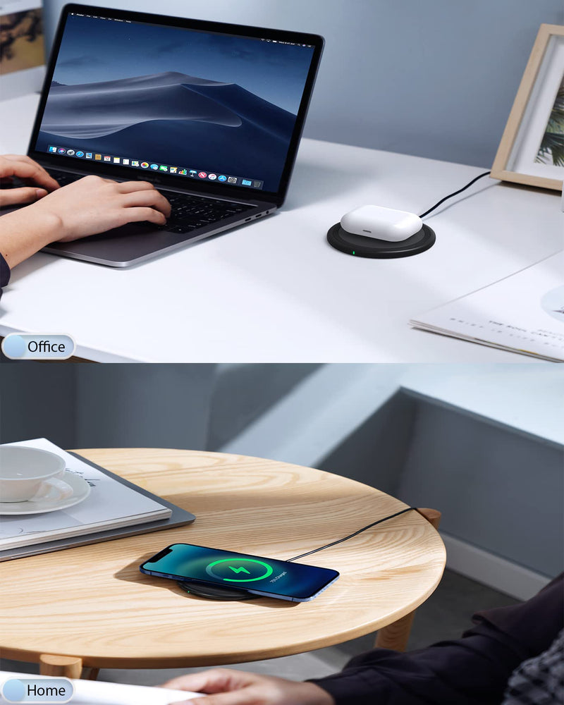 [Australia - AusPower] - Wireless Charger, 15W Max Fast Wireless Charging Pad 2-Pack Compatible with iPhone 15/15 Pro/15 Plus/15 ProMax/14/14 Pro/14 Plus/13/12/Samsung S24 /S24Ultra/S23 Ultra/S22/S21/S20/Note 10, AirPods Pro Black 