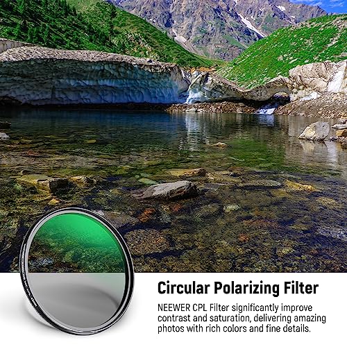 NEEWER Polarizer Filter 43mm Circular MC CPL with Multi Resistant Nano 24 Layers with HD Optical Glass for Lenses, Reduces Reflection/Glare/Improves Contrast
