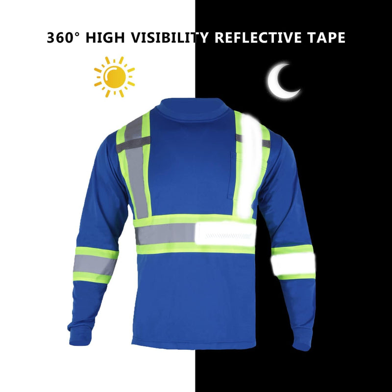 FONIRRA High Visibility Shirts for Men 3 Pack Reflective ANSI Class Hi Vis Safety Construction Work T Shirt Long Sleeves Large Mix-3pcs