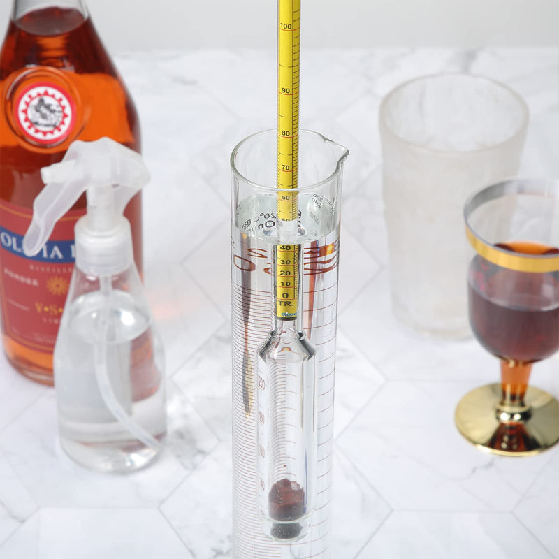 [Australia - AusPower] - Chengu Hydrometer Alcohol Meter Test Kit 0-200 Proof with Glass Cylinder, Brush and Dust Cloth, Distilling Moonshine Alcoholmeter for Proofing Distilled(Stylish Style) Yellow 