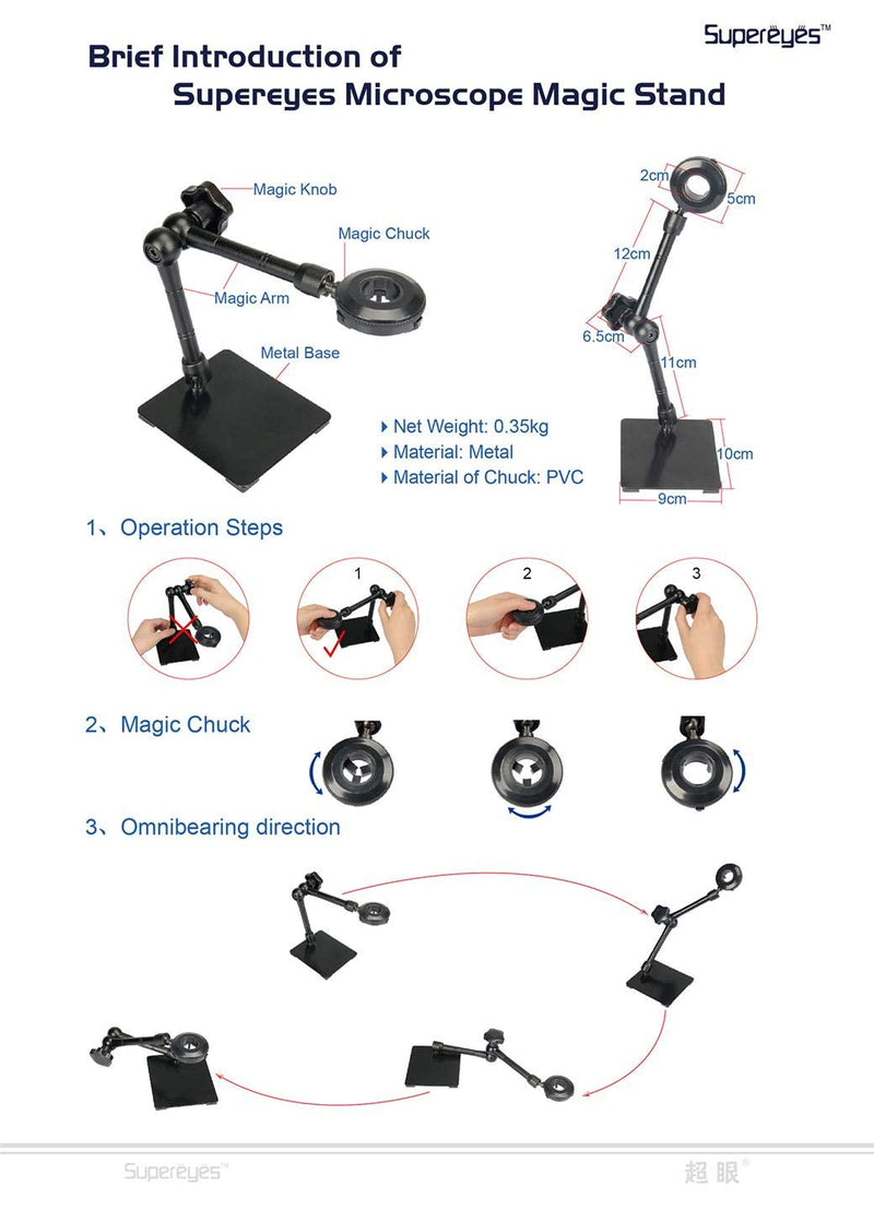 [Australia - AusPower] - Z004 Magic Universal Adjustable Stand for Handheld Digital Microscope Magnifer Endoscope Otoscope Loupe 