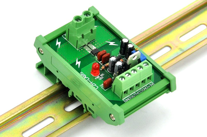 Electronics-Salon DIN Rail Mount AC/DC Current Sensor Module, Based on ACS712 (+/-5Amp) +/-5Amp