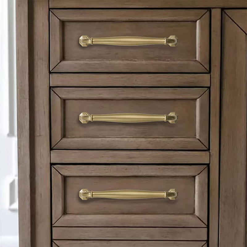 khtumeware 10 Pack 3 Inch(76mm) Champagne Bronze Heavy Duty Solid Cabinet Pulls Satin Brass Cabinet Handles Heavy Duty Solid Cabinet Hardware for Cupboard Drawer Pulls Dresser Handle 3 inch Hole Center