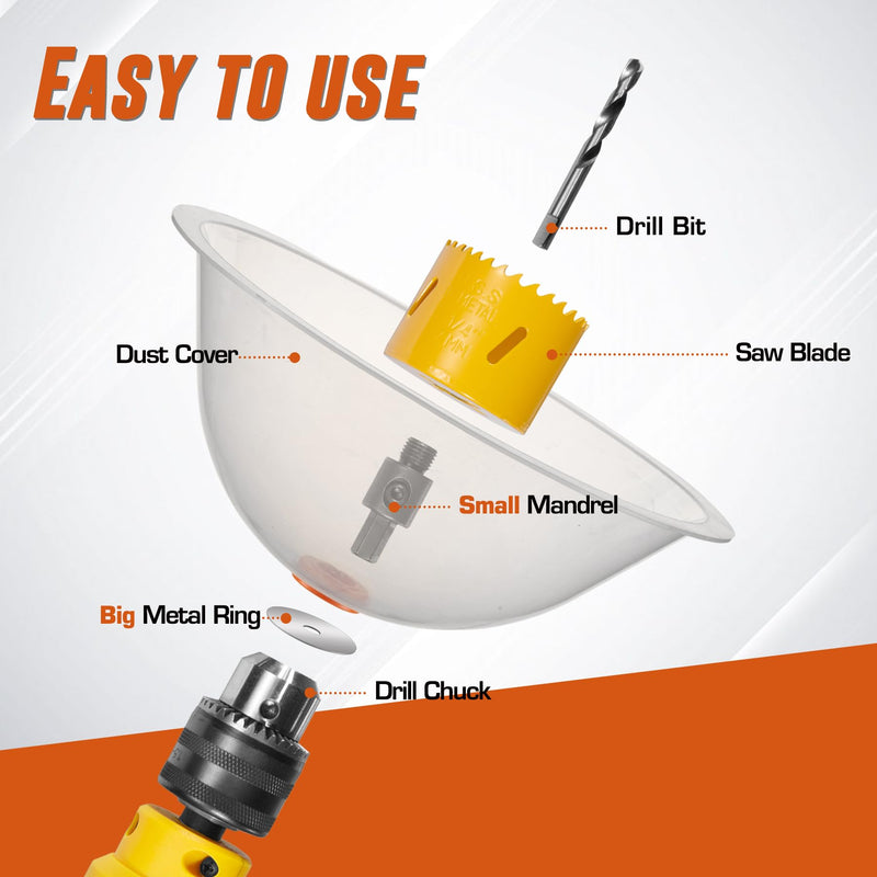 [Australia - AusPower] - KATA 1 Pack Silicone Dust Bowl for Hole Saw, Hole Cutting Drywall and Ceiling Tile for Installing Recessed Lights, Hole Saw Accessories and Works with All Hole Saws, Extra 2pieces Metal Ring 1PACK 