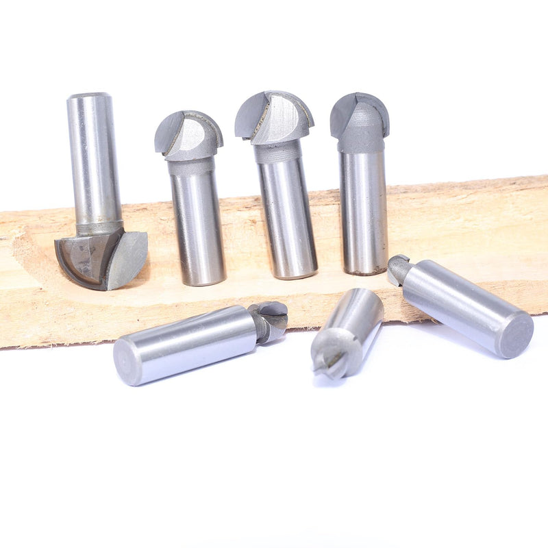 7pcs Core Box Router Bits Set 1/2 Inch Shank,Cove Box Bits 5/16",3/8",1/2",5/8" 3/4",7/8" and 1" CD,Round Nose Cutter for Wood Roundnose/Roundover Grooving,Veining,Engraving,Plunging 7Pcs Core Box