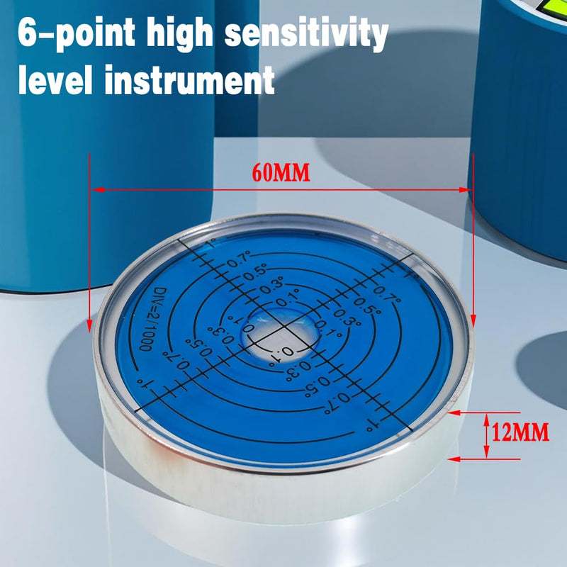 [Australia - AusPower] - 6'/2mm Point high Precision Universal Level Bubble Metal Bubble Water Leveler Cross Level Gauge Small Household (Blue Luminous Magnetic) Blue Luminous (Magnetic) 