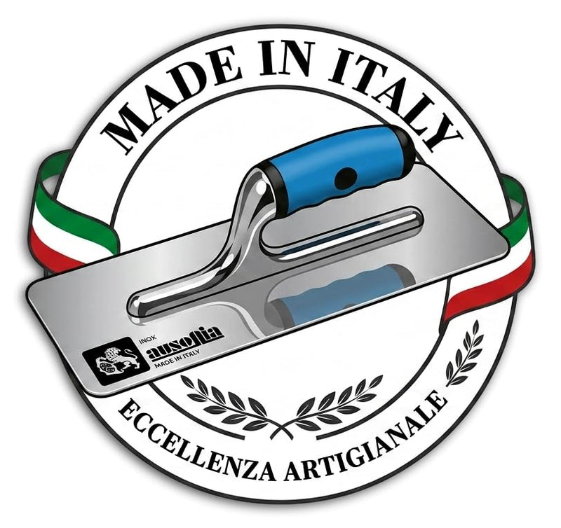 DUE BUOI Ausonia Fusion stainless steel trapezoidal finishing trowel for Venetian stucco and microcement detailing
