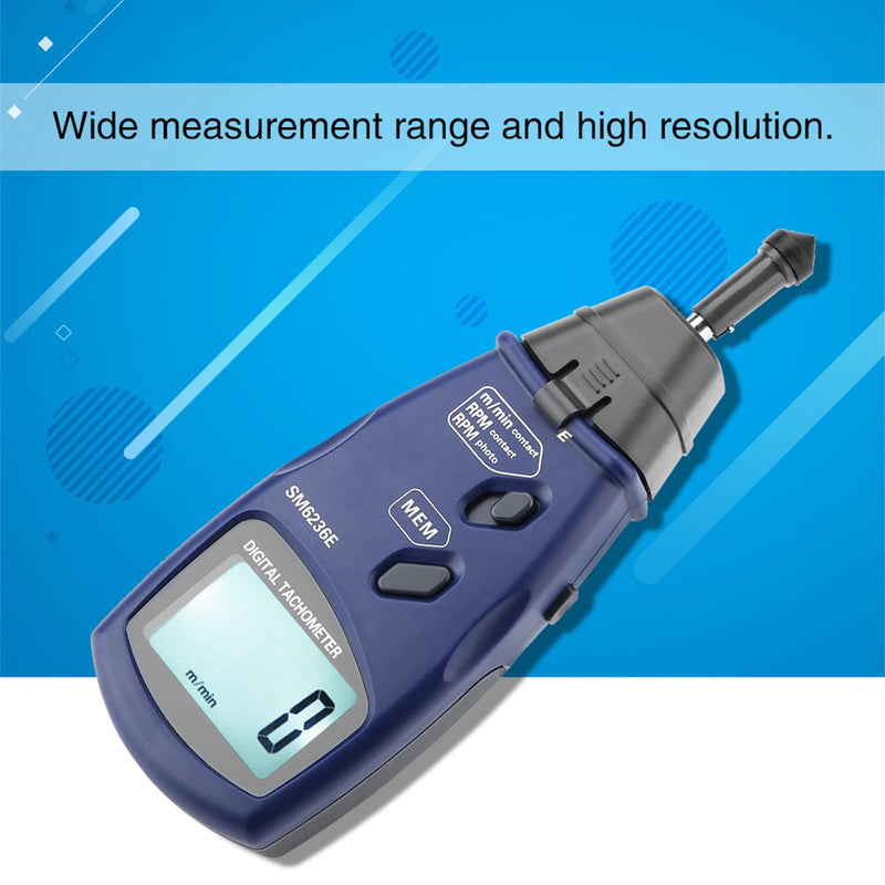 [Australia - AusPower] - SM6236E Digital Photo Tachometer, Digital Rotation Tester with Automatic Store Function, Handheld Tachometer with 5 Digits 18mm Backlight LCD 