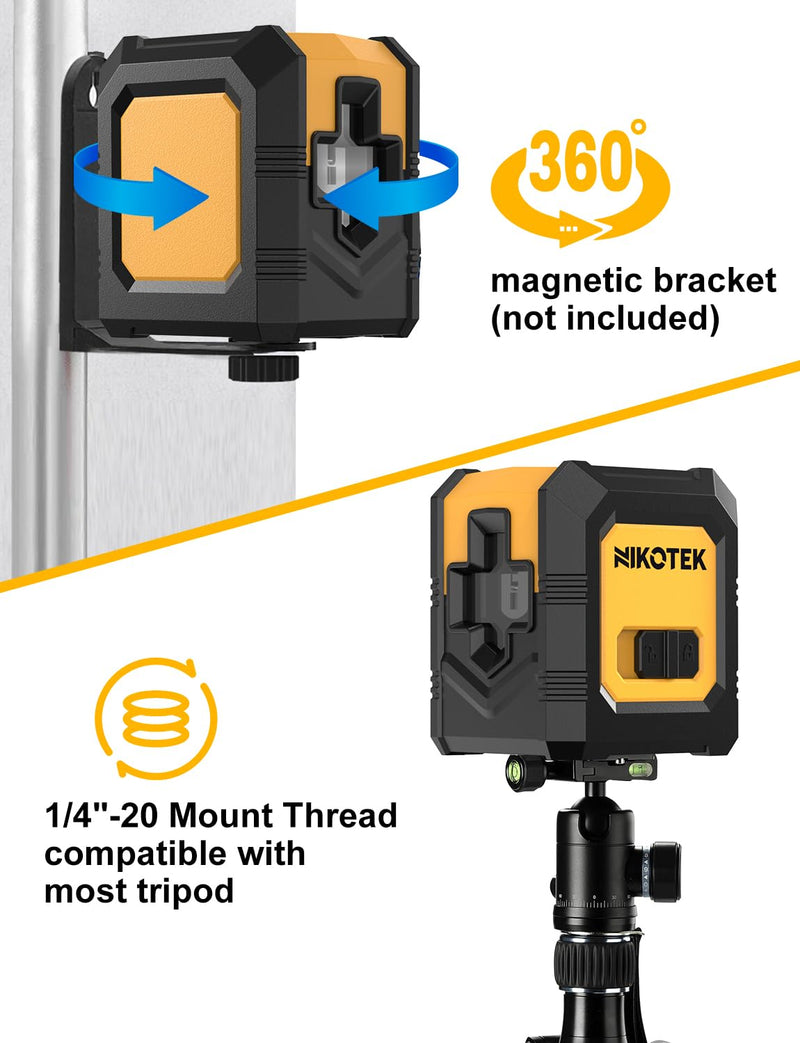 [Australia - AusPower] - Laser Level Self-Leveling Green Beam Horizontal and Vertical Cross-Line Laser for Home Decoration Carrying Pouch, Battery Included 