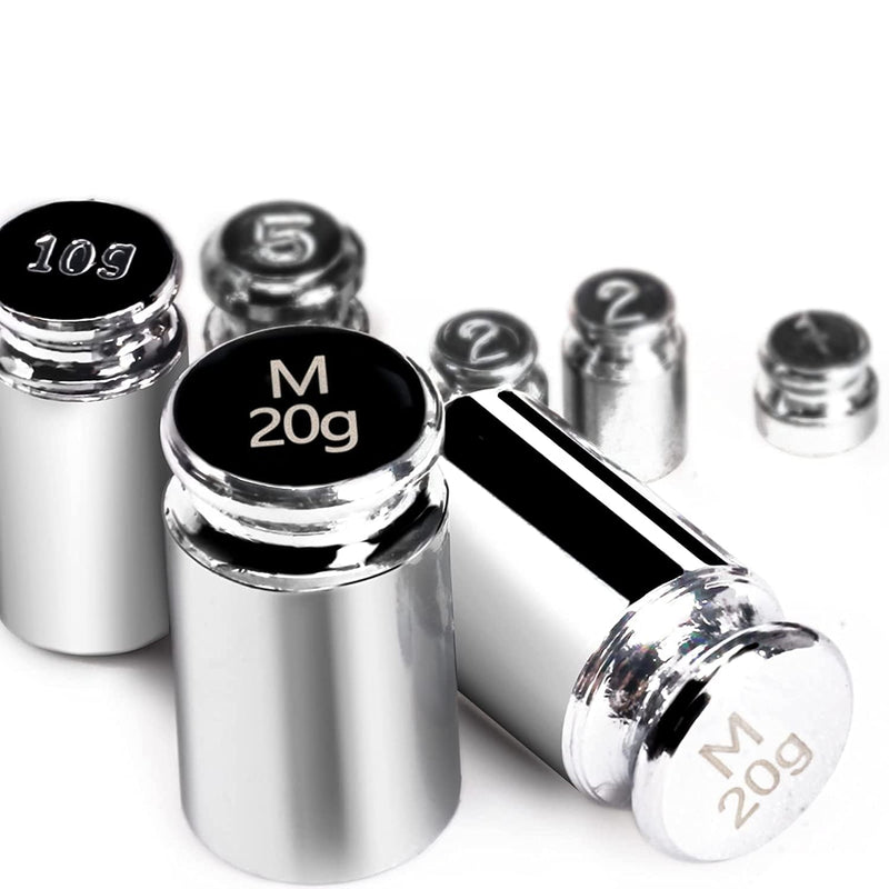 GRAM PRES Calibration Weight Set, 1g, 2g, 5g, 10g, 20g with Tweezers | For digital jewelry scales laboratory education science weights Small