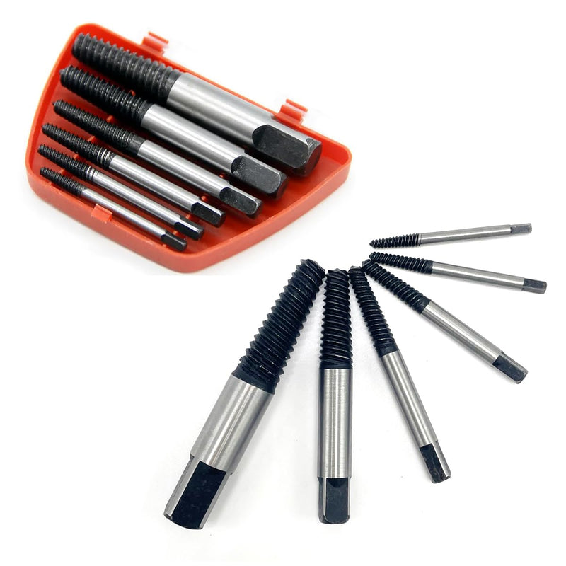 [Australia - AusPower] - 6PCs Damaged Screw Extractor Kits, Chrome-vanadium Steel Stripped Screw Extractor Broken Bolt Extractors Kit, Easy Out Damaged Bolts Remover Tool 