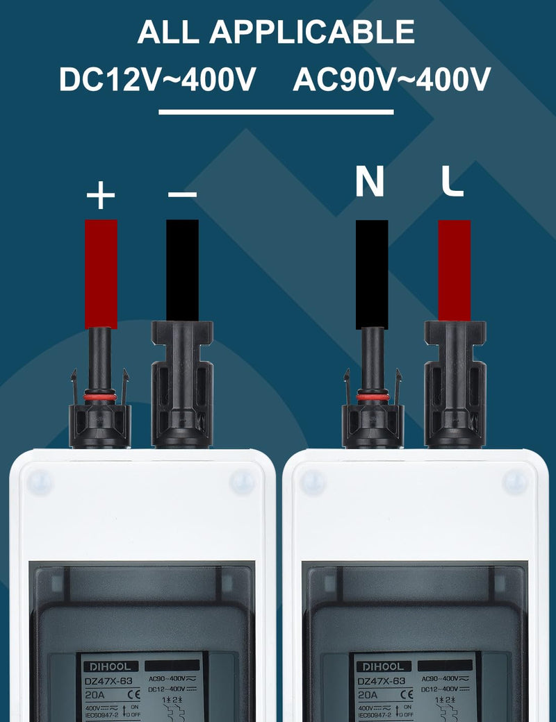 DIHOOL 20 Amp dc Circuit Breaker with Electrical pv Disconnect Box for Solar Panels, Solar Disconnect Switch Outdoor 20 Amp - Uv Proof