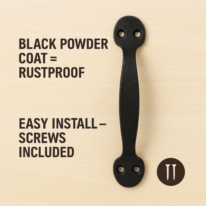 2-Pack 9 Inch Oval Tapered Barn Door Handle - Black Cast Iron Pull for Sliding Doors, Gates, Sheds, Fences, Closets - Indoor Outdoor Farmhouse Hardware 9" - 2 Pack