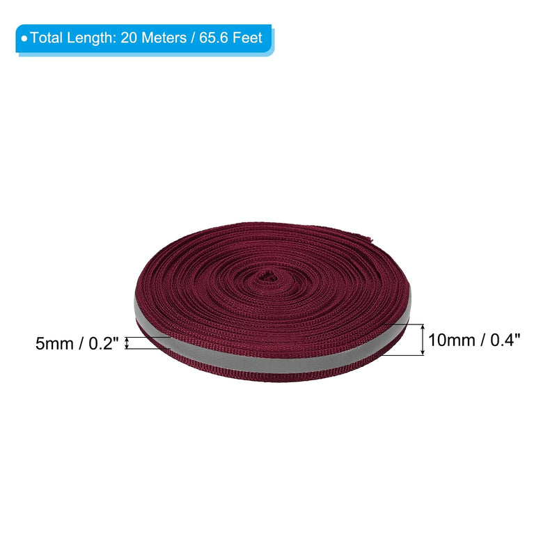 PATIKIL Reflective Tape Strip, 10mm x 22yards High Visibility Reflective Tape Sew-on DIY Warning Safety Fabric Webbing for Clothing Raincoats, Wine Red